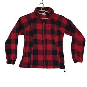 Columbia Jacket Womens‎ M Benton Springs Full-Zip Fleece Red Black Lumberjack